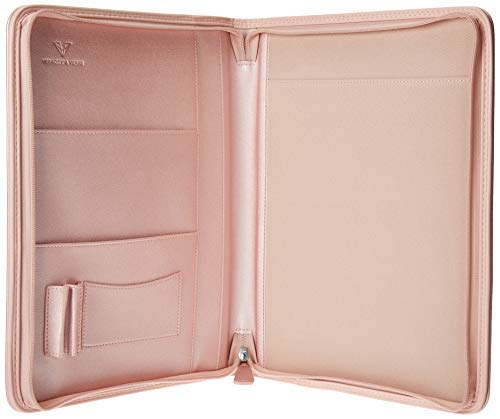 Professional PU Leather Padfolios Business Portfolio Document Organizer & Holder Padfolio Case for Notepads,Pens,Phone,Documents,Business Cards Blush (Metallic Pink, A4 Large)