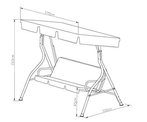 DEGAMO Hollywoodschaukel Florida 3-sitzer, grau/cremefarben, extra stabile Ausführung – Bild 4