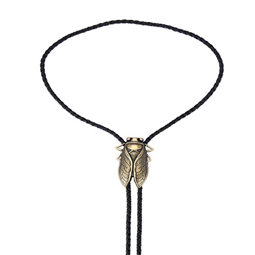 COOLLA Bolo tie- Handmade Western Cowboy Black Vintage Cicada Pendant for Women,Men (Black)
