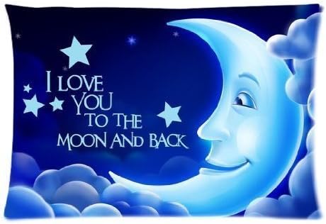 ZhouBrand I love You to the Moon and Back 20 by 30 Inch Zippered Cotton And Polyester Rectangle Pillowcases Protector Case