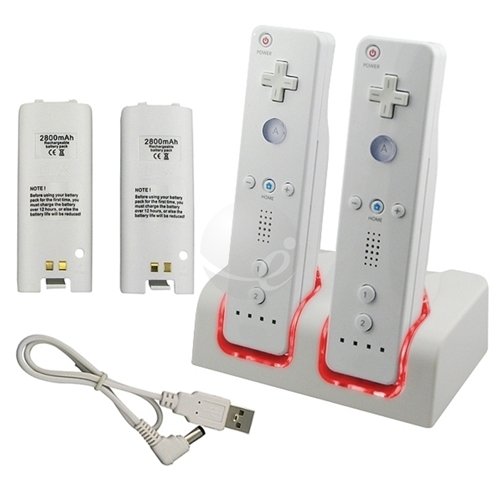 WII REMOTE DUAL BATTERY CHARGER + 2 BATTERIES