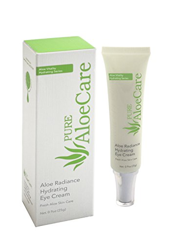 PURE AloeCare Organic Aloe Vera Vitality Radiance Hydrating Eye Cream, Light Weight and Silky Smooth, Helps Diminish the Appearance of Fine Lines and Wrinkles, .9 oz (25g)