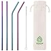 VEHHE Metal Straws Stainless Steel Straws 10.5" Drinking Straws Reusable 4 Set - Ultra Long Rainbow Color-Cleaning Brush for 20/30 Oz for Yeti RTIC SIC Ozark Trail Tumblers (2 Straight|2 Bent|1 Brush) primary