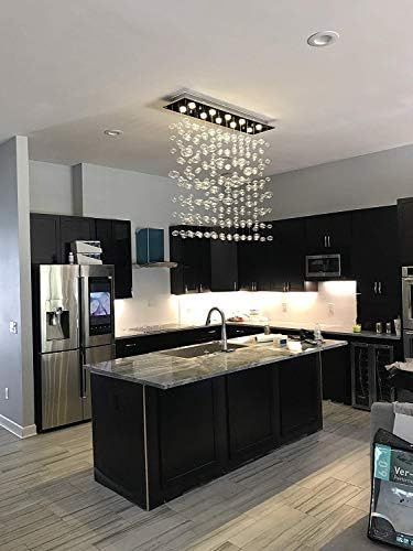 ZAsee Modern Bubble Chandelier Lighting Pendent Ceiling Light Fixture Rectangular Glass Bubble Chandelier Lighting for Dining Rooms Living Rooms Staircase L47" x W11.8" x H47" Pendent