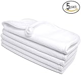 (5-Pack) Premium Travel Size 8 in. x 8 in. Microfiber Facial Towels ~ Ultra Soft and Gentle Luxury Makeup Remover Wash Cloths with Silky Satin Border ~ TRC Skin Care
