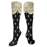 Pattern Socks,Long Socks For Girls,Long Socks French Fleur De Lis Royal Ancient 3.3"X19.6"(Long Socks)