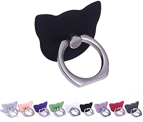 Finger Grip Phone Holder, Cammyllc 360 Degree Finger Grip Desk Stand Ring Holder Car Mount Universal Campatible With All Cellphone, for iPhone Samsung etc.. (Cat Black)