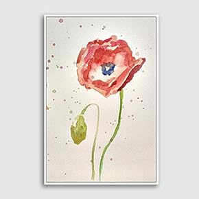 Framed Canvas Home Artwork Decoration Watercolor Painting Canvas Wall Art for Living Room, Bedroom - 16x24 inches