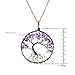 Uniki Tree of Life Pendant Amethyst Rose Peridot Chakra Crystal Necklace Gemstone Jewelry Great Gifts (Amethyst)