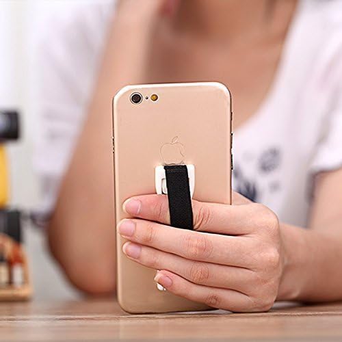 Finger Strap Phone Holder with Kickstand | Strong Elastic Strap Phone Grip (White)