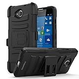 Lumia 650 Case - MoKo [Heavy Duty] Full Body Rugged Holster Cover with Swivel Belt Clip - Dual Layer Shock Resistant Microsoft Lumia 650 5.0 Inch 2016 Smartphone Case, BLACK