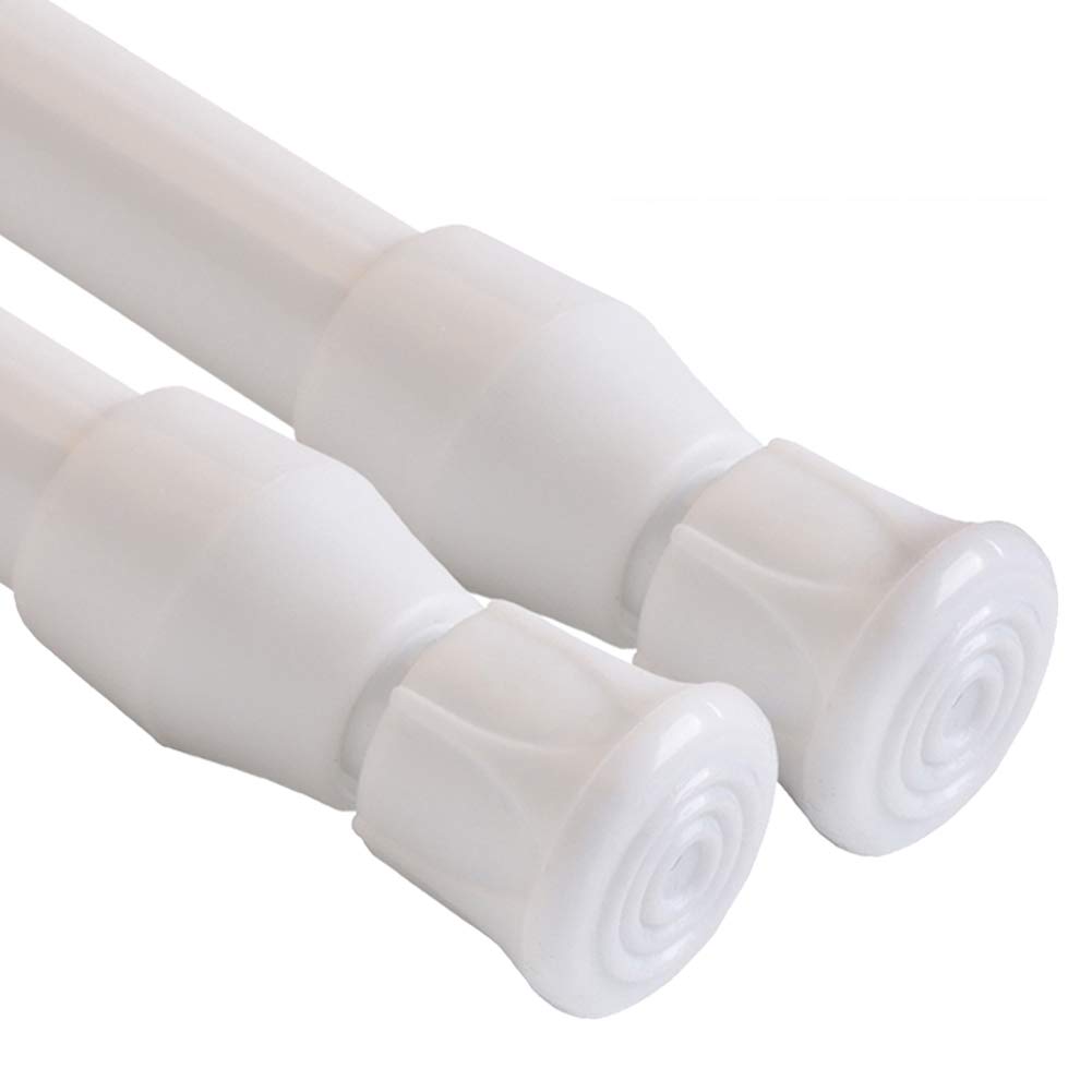 QILERR 2 Pack Small Tension Rods 40-70cm Ajustable Extension Curtain Poles No Drill Short Spring Telescopic Curtain Rod for Net Curtains, Cupboards, Small Window, Kitchen, Wardrobe, White