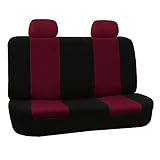 FH GROUP FH-FB050012 Solid Bench Flat Cloth Car Seat Cover , Burgundy / Black - Fit Most Car, Truck, Suv, or Van