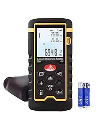Medidor de distancia láser, manual de 196FT medición láser de distancia, área, volumen  regla láser digital con función de silencio, pantalla portátil y LCD con nivel de burbujas, Hti Xintai