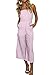 Alelly Women's Summer Jumpsuits Striped Tie Back Sleeveless Backless Wide Long Pants Rompers