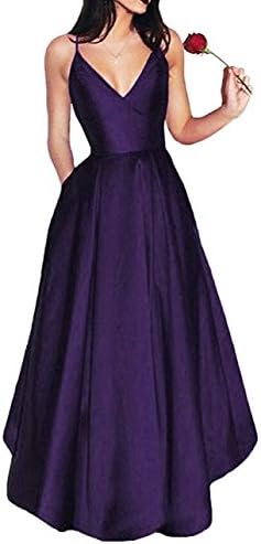 Elleybuy Women's A Line Spaghetti Straps V neck Long Homecoming Cocktail Dresses US2