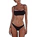 PRETTYGARDEN 2019 Sexy Push Up Padded Brazilian Bikini Set Swimwear Swimsuit Beach Suit Bathing Suits Black