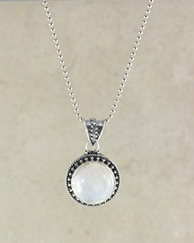 SIVALYA Aurora Moonstone Pendant Necklace in Sterling Silver, Great Gift for Her