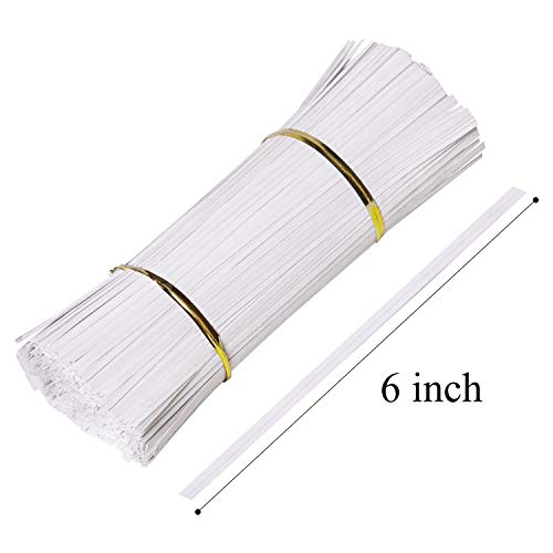 CandyHome 1000 Pcs 6" Paper White Twist Ties Bread Ties for Party Cello Candy Bags Cake Pops - Thumbnail 3