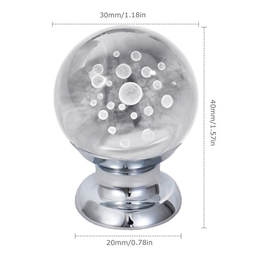 IFOLAINA 10 Pcs Crystal Cabinet Knobs Round Glass Kitchen Cupboard Drawer Dresser Bookcase Pull Handle with 3 Size Screws