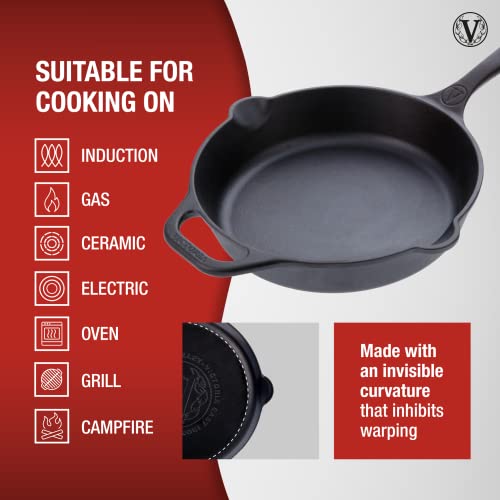 Victoria 10Inch CastIron Skillet, PreSeasoned CastIron Frying Pan
