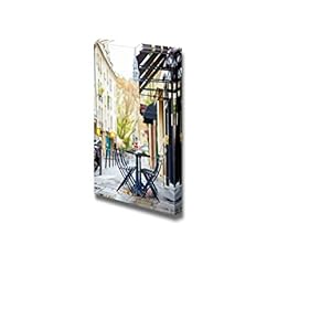 Canvas Prints Wall Art - Tables of a Parisian Outdoor Cafe Decorated for Christmas | Modern Wall Decor/Home Decoration Stretched Gallery Canvas Wrap Giclee Print. Ready to Hang - 12" x 18"