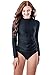 Micosuza Sun Protection Women's Basic Skins Long-Sleeve Rashguard Top, Black, L for Chest 38