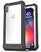 Encased Heavy Duty Belt Clip Case - Designed for iPhone Xs Max - Military Spec Clear Back Protection with Holster and Tempered Glass Screen Protector (Charcoal/Clear)