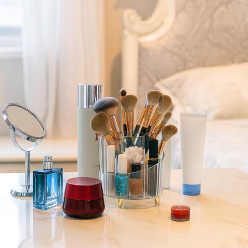 Organizador de Maquiagem Organizador de Pincéis de Maquiagem Beleza Porta Pincel para Viagem em Acrílico Transparente Cor Sortida Design Moderno Compartimentos Divididos Premium