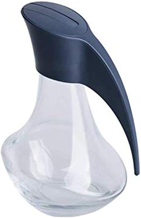 123 Life Ballet Shape Oil & Vinegar Dispenser, Olive Oil Glass Bottle, Seasoning Storage Cruet, Leak-Proof Automatic Cap and Stopper, Non-Slip Handle for Kitchen Cooking (Dark Blue)