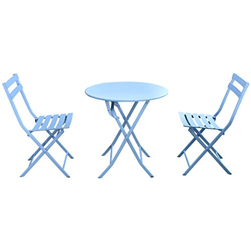 Giantex 3 PC Folding Bistro-Style Patio Table and Chair Set Outdoor Patio Garden Pool Backyard F ...