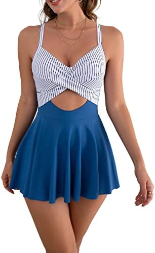 Cutout One Pc Skirt Swimsuit V Neck Wrap Tie Back Swimdress Bathing Suits Pink One Piece Swimsuit Women