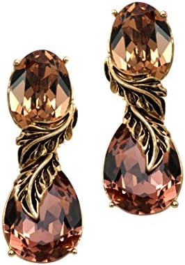 Nine Vice Handmade Dangle Earrings in Swarovski crystals Brown and Maroon