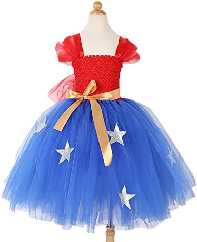 KooNicee 4th of July Dresses for Girls - Patriotic July 4 Tutu for Parade Party Gift (5-7Y)