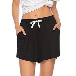 Vlazom Katoenen Pyjamabroek voor Dames, Nachtkleding, Korte Vrijetijdsbroek met Zakken en Trekkoord.