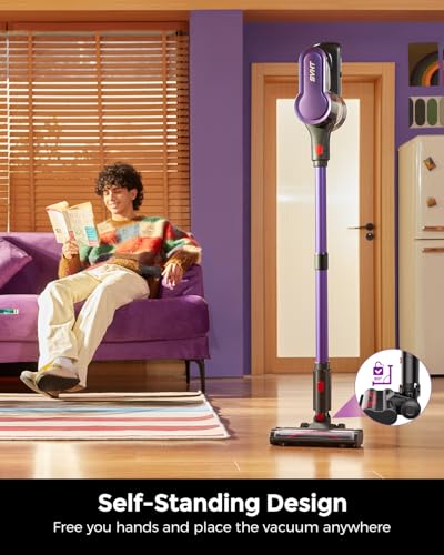 Cordless Vacuum Cleaner, 500W 45KPA 50Mins Stick Vacuum Cleaners for Home with LED Light, Self-Standing, Anti-Tangle Brush & 1.6L Dust Cup, Lightweight Vacuum for Pet Hair, Carpets, Hard Floors