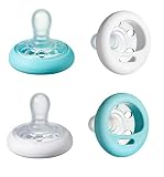 Tommee Tippee Closer To Nature Soother Pacifier - BPA-free, Breast-Like Shape - White & Ice Blue - 0-6 Months, 4 count