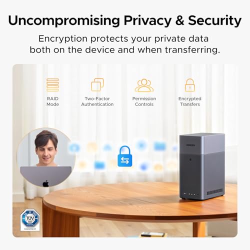 UGREEN NAS DH2300 2-Bay Desktop NASync, Support Capacity 64TB (Diskless), Remote Access, AI Photo Album, Beginner Friendly System, 4GB RAM on Board,1GbE, 4K HDMI, Network Attached Storage(Diskless)