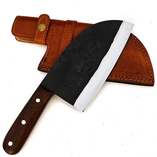 JNR Traders VK5510 Handmade 440c Steel Serbian Cleaver Chopper Kitchen Home Chef Professional Knife 11.5 Inches with Leather Sheath