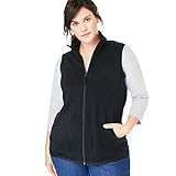 Women's Plus Size Fleece Vest By All American Comfort Black,3X
