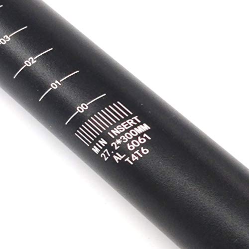 HUA 27.2 x 300 mm Alloy Seatpost 1.07inchx11.81inch Bike Bicycle Alluminium Alloy Seat Post with Micro Adjust Clamp - Thumbnail 2