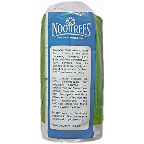 NooTrees Bamboo 3ply Bathroom Tissue, 300 Sheets, 4 Rolls, Ecofriendly,100 Sustainable, Tree