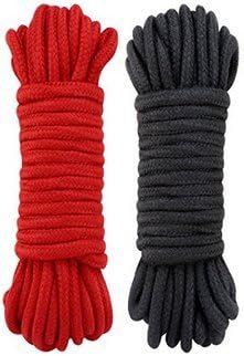 KAZOKU 2-Pack 32 Feet 10M Soft Twisted Cotton Rope( Black,Red) …