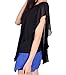 Shawhuaa Womens Batwing Sleeve Irregular Hem Chiffon Blouse T-Shirt Tops X-Large Black
