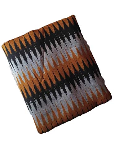 perennial women cotton ikat fabric 100 cms black dull yellow gray chevron