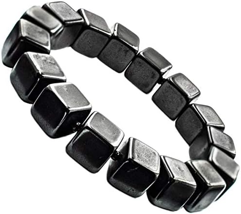 Wallystone Gems Shungite Bracelet Stretch with Natural Shungites Cubic Beads