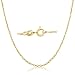 18K Gold over Sterling Silver 1mm Cable Chain Necklace 14 inch
