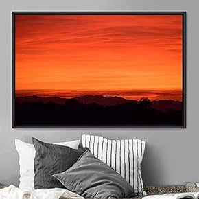 signwin Framed Canvas Wall Art Orange Sunset Abstract...