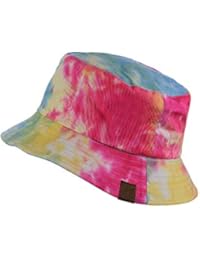 C.C Unisex 100% Cotton Packable Reversible Tie Dye Bucket Sun Hat, Hot Pink/Light Blue