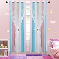 Shiny Stars Children Cloth Curtains Colorful Double